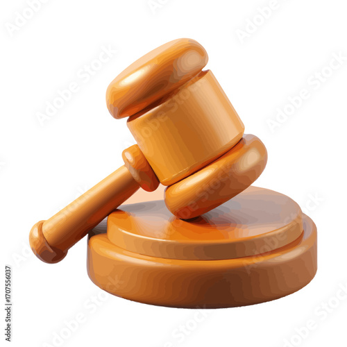 wooden gavel on white background