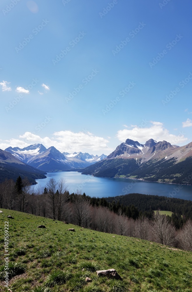 Obraz premium mountain landscape with lake and mountains