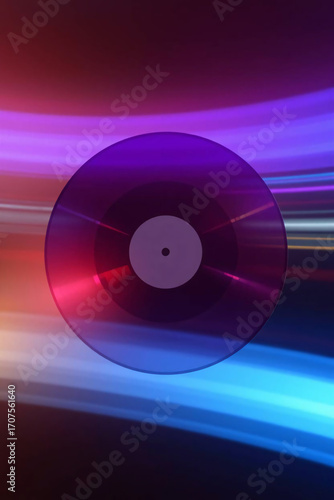A black vinyl record displayed on a warm-lit wall with a minimalist, nostalgic vibe.