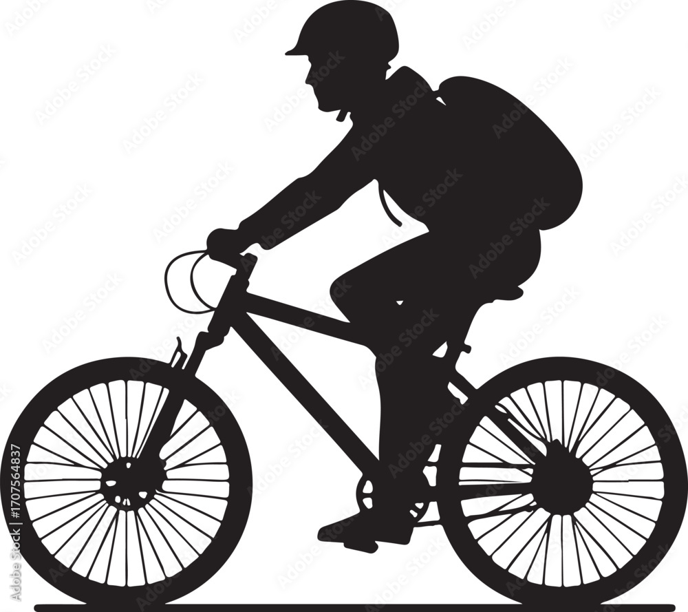 Obraz premium Black silhouette of a person riding a bicycle cycling
