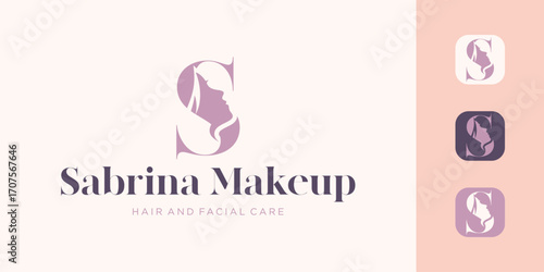 Stylish alphabet letter S featuring a woman's head silhouette, combining elegance and modern design—ideal for beauty, fashion, and branding projects.
