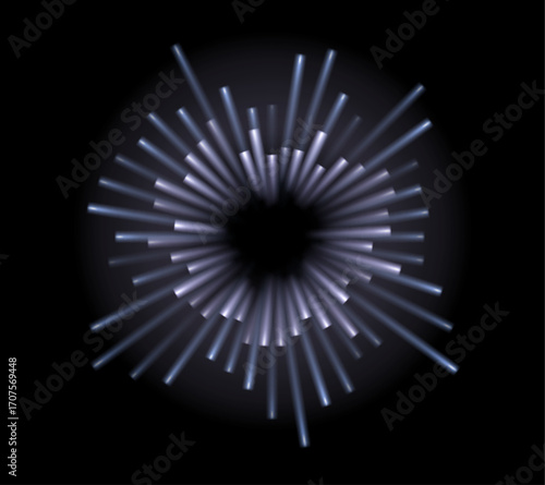 Light burst effect. Firework motion flow. Radial equalizer with transparency