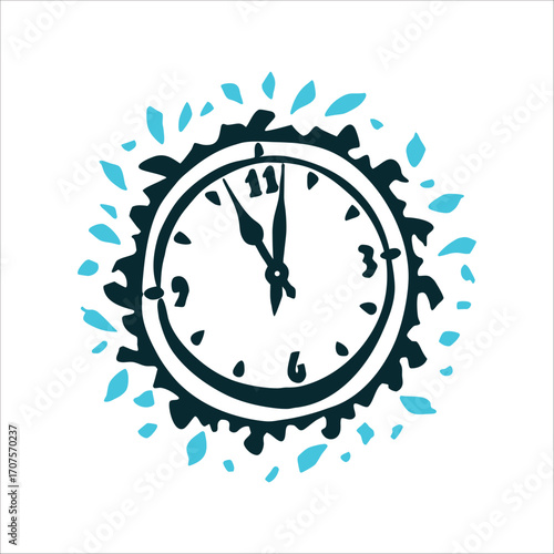 Viral Reach Radiating waMidnight Clock with Confetti for New Year's Eve New Years Day Circular clock face with hands pointing to midnight framed by confetti dots in goldves