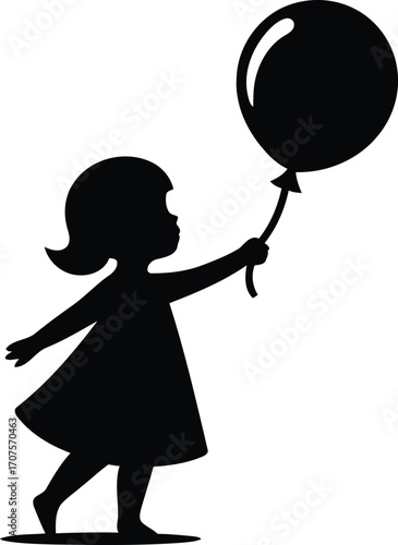 Silhouette of a Girl with a Balloon
