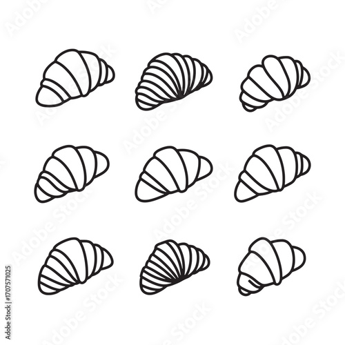 Croissant line art flaky golden breakfast treat