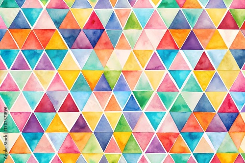 Colorful watercolor triangle pattern background, a vibrant and playful design for various creative projects