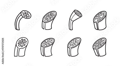 Collection of sausage slices and links in a stylized silhouette