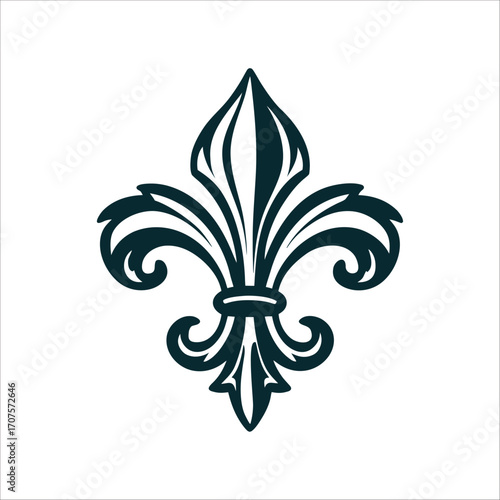 Stylized Fleur-de-lis Symbol, Quebec Pride Saint Jean Baptiste Day Stylized fleur de lis with flowing lines Quebec pride in sky blue