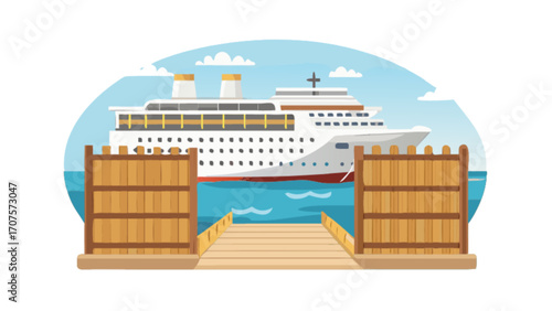 Cruise ship vacation travel destination ocean liner at pier for summer holiday trip