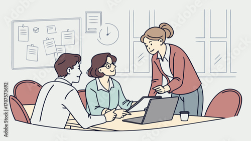 Illustration of business meeting collaboration teamwork office discussion and planning