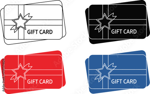 Colorful gift cards with festive star ribbon design, ready for any celebration