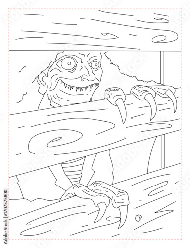 Stalker Monster Coloring Page: Grotesque and Terrifying Creature Art