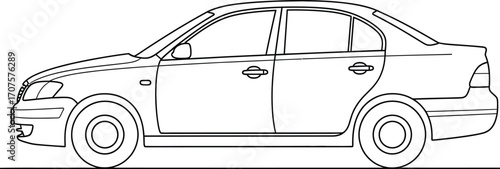 Simple line drawing of a sedan car, perfect for design and automotive concepts