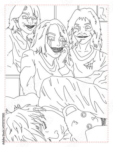 Night Guard Monster Coloring Page: Terrifying and Detailed Creature Art
