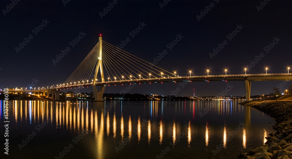 Fototapeta premium Night bridge reflections