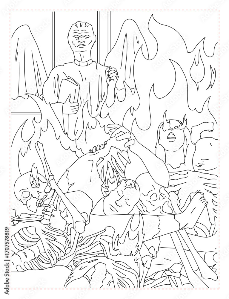 Fototapeta premium Monster Warming Up Coloring Page: Grotesque Creature Art