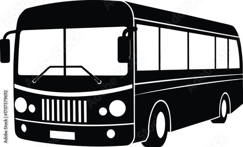  front views of bus silhouette vector