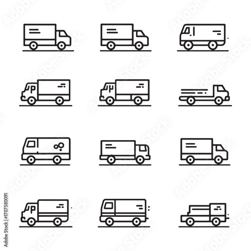 Delivery Truck Line Art Bringing Goods Safely