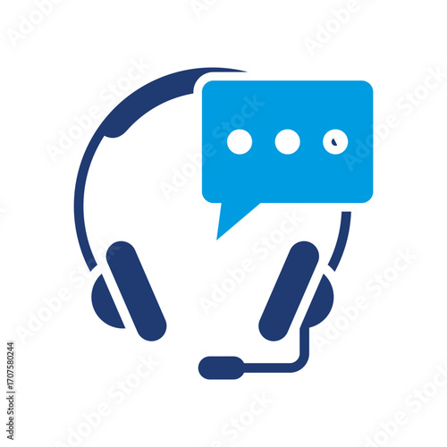 Customer Service Icon Vector Illustration Blue Version