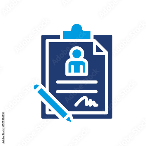 Employment Contract Icon Vector Illustration Blue Version