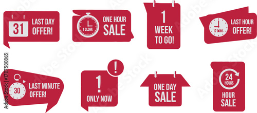 Urgent sale and countdown timers for limited time offers and promotions