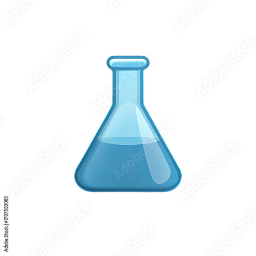 Light blue, filled conical flask