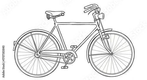 Handdrawn sketch of a classic bicycle perfect for vintage and retro designs.