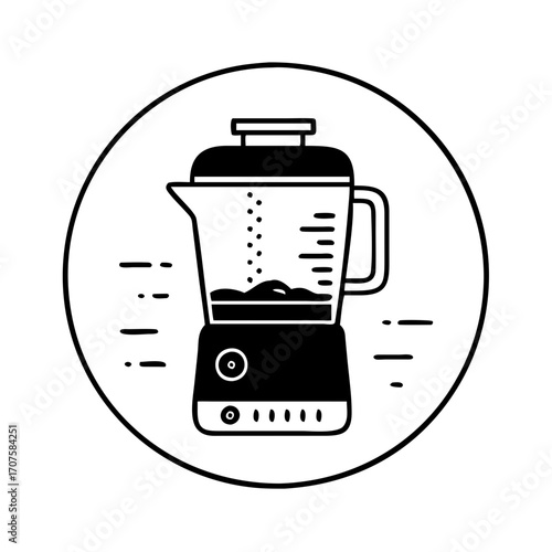 Illustration of a blender, a kitchen appliance used for blending, pureeing, or emulsifying food and other substances