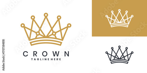 Royal crown logo design with elegant line art, luxury crown symbol