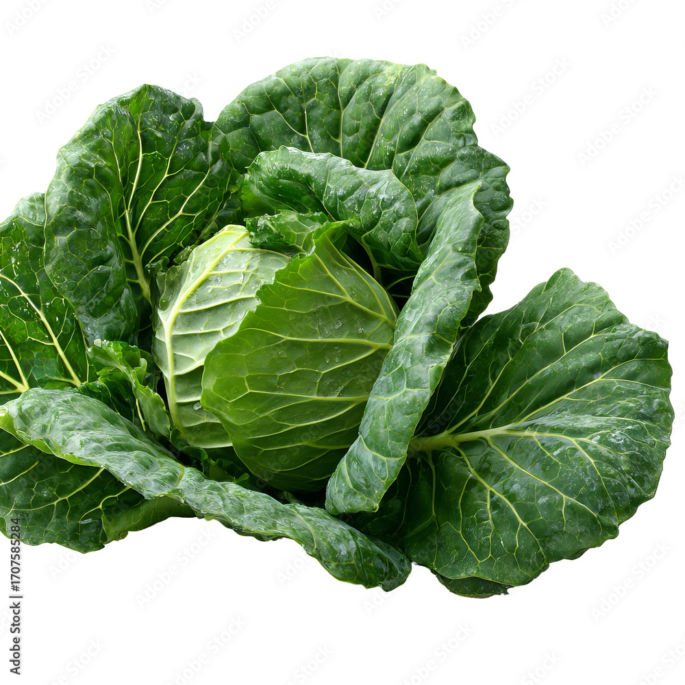 Obraz premium Fresh green head of cabbage