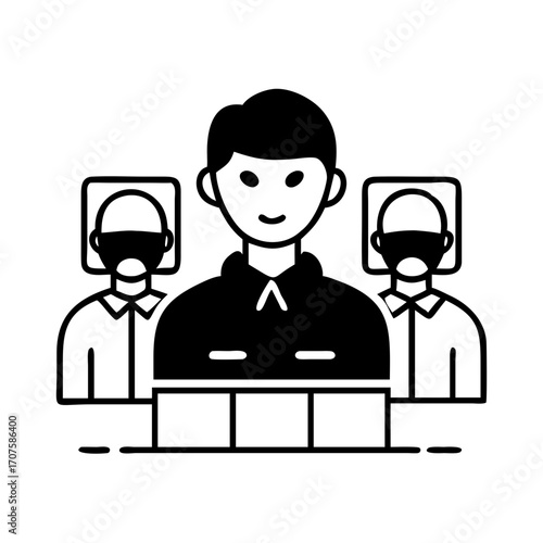 Vector art of team leadership icon guiding and empowering individuals through collaboration, communication, and strategic vision for collective success