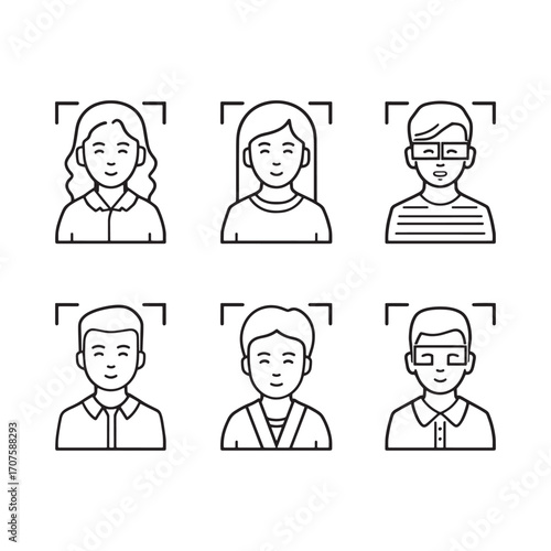Face recognition line art enhances security systems