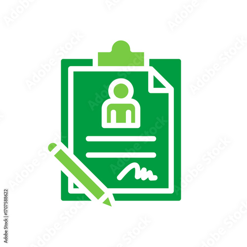 Employment Contract Icon Vector Illustration Green Version