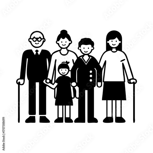 Vector art of family icon concept of family, love, relationship, and support for all generations in the community