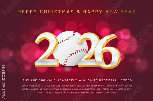 Baseball Themed Christmas & New Year Greeting Card