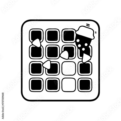 Vector art of whimsical waffle icon, showcasing a delightful breakfast treat with a playful design and inviting appeal for food lovers