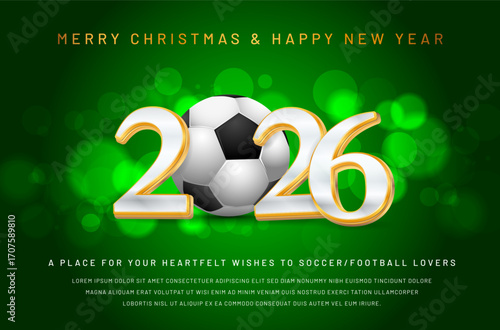 Soccer or football Themed Christmas & New Year Greeting Card