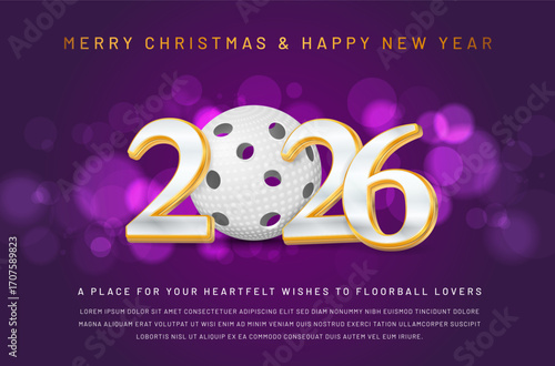 Floorball Themed Christmas & New Year Greeting Card