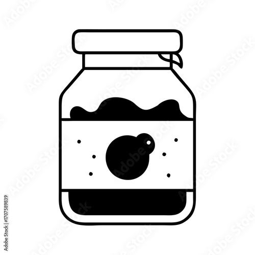 Vector art of a jar of plum jam, showcasing a rich and fruity flavor, ideal for spreading on toast or adding to baked goods