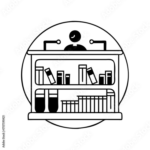 Vector art of lectern with books represents a platform for public speaking, presentations, and academic discussions