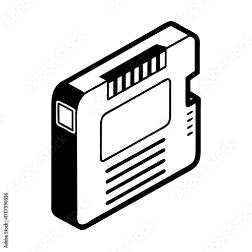 Vector art of isometric illustration of a memory card, a compact and portable storage solution for digital devices