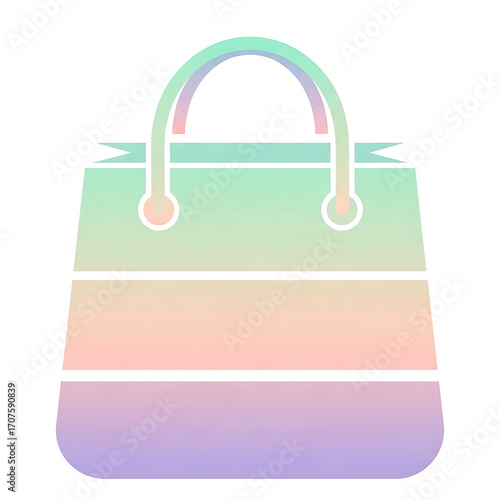 Pastel shopping bag isolated on white background with a gradient design