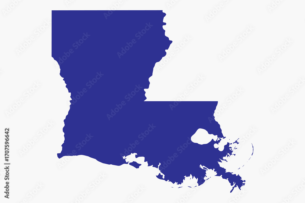 Obraz premium Vector graphic artwork suitable for print and web containing flat detailed map of LOUISIANA