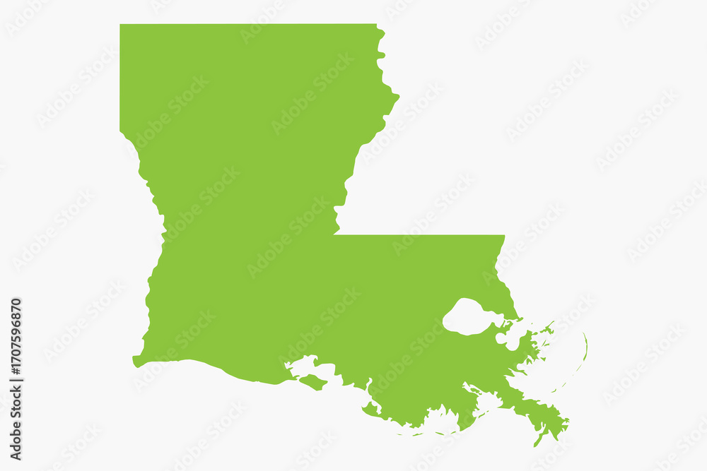 Obraz premium Vector graphic artwork suitable for print and web containing flat detailed map of LOUISIANA