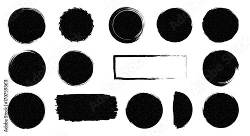 Distressed circle and rectangle shapes for creative design projects and branding elements ready to use