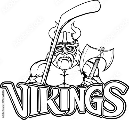 A viking man ice hockey sports team cartoon mascot