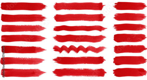 Vibrant red brush strokes perfect for bold designs and eye catching artistic elements, originally vector