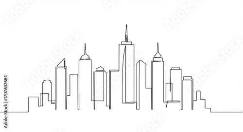 Modern city skyline silhouette with clean lines and dynamic architecture, perfect for urban branding.
