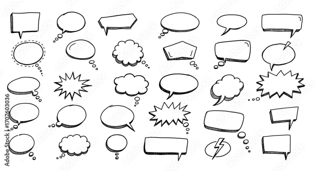 Fototapeta premium Hand-Drawn Speech Bubbles and Thought Bubbles