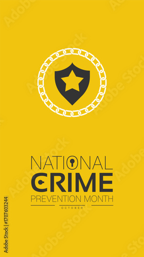 National Crime Prevention Month Poster Banner and Background Abstract Design Template for Public Safety Law Enforcement Security Awareness and crime Prevention  Community,for mobile responsive